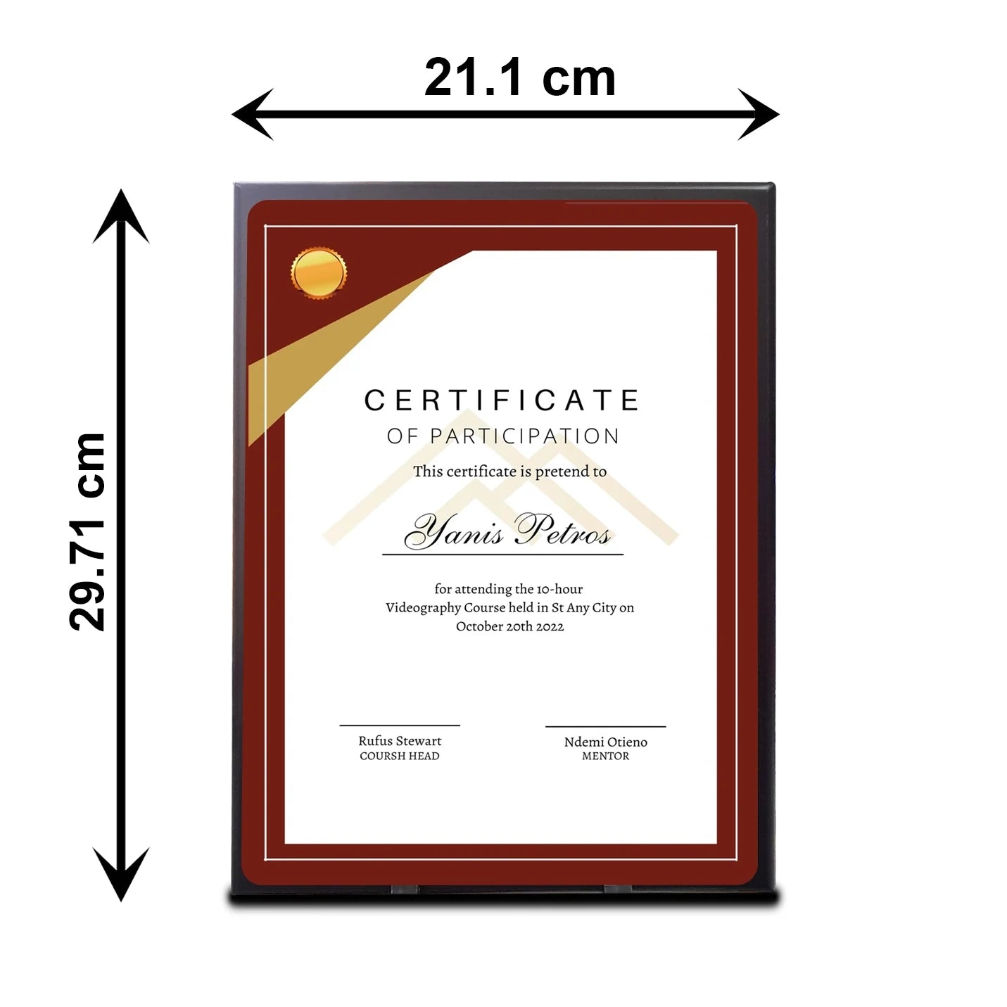 Top-tier Distinctive Sublimatable Unisub Metal Certificate