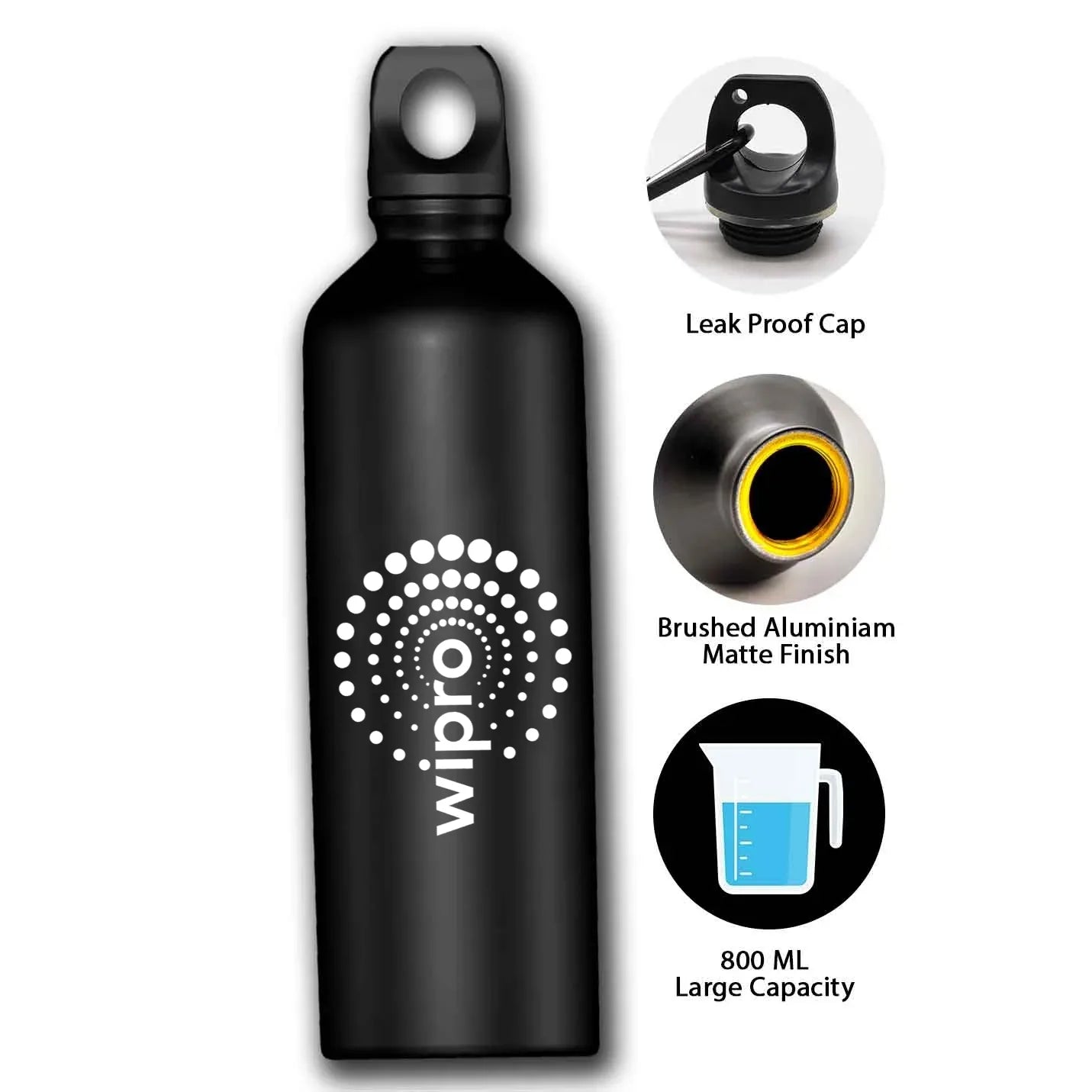 Premium Black Sipper Logo Water Bottle