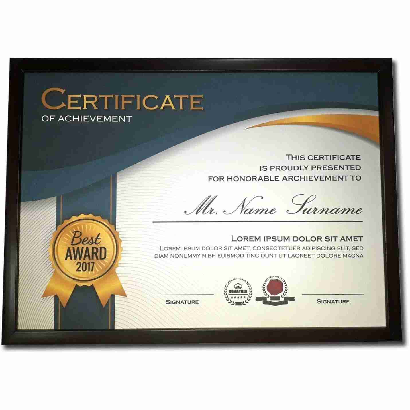 Sophisticated Wooden Frame Excellence Certificate